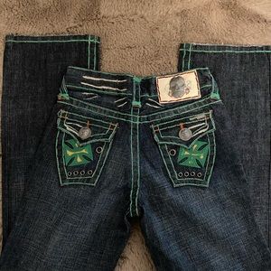 vintage dead stock skull flare jeans